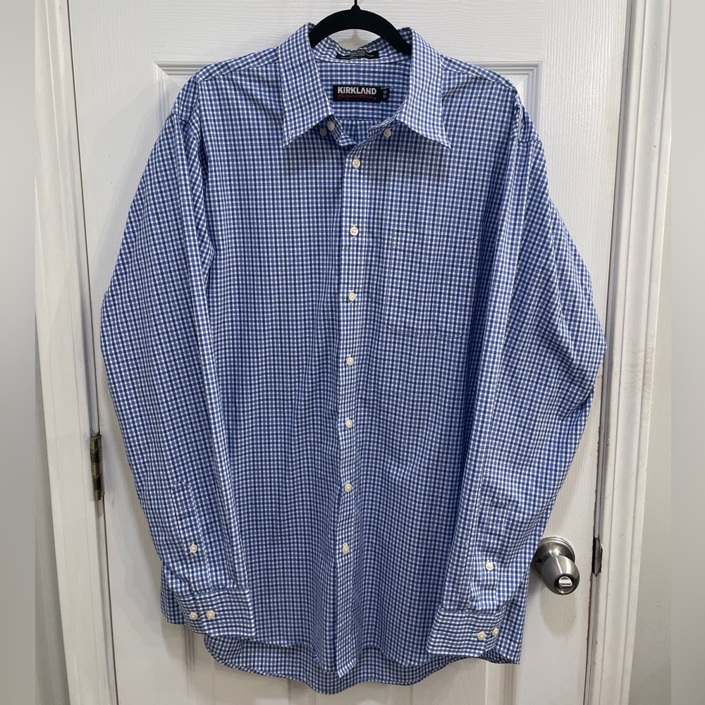 Kirkland Signature Blue Casual Button Down Shirt